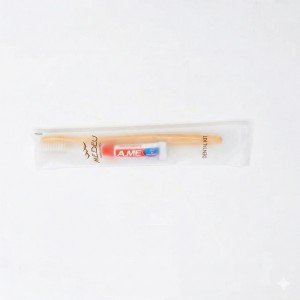 Зубной набор для отелей с логотипом | Бамбуковая щетка и паста 8 г