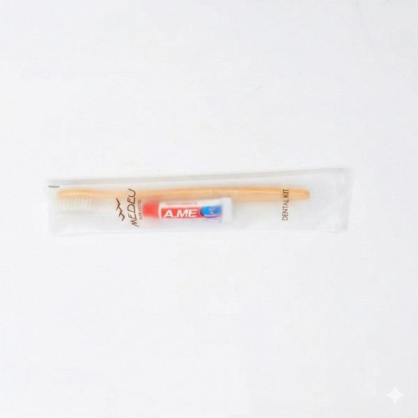 Зубной набор для отелей с логотипом | Бамбуковая щетка и паста 8 г