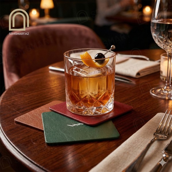 Костер для отелей с логотипом | Подставка под стакан из экокожи